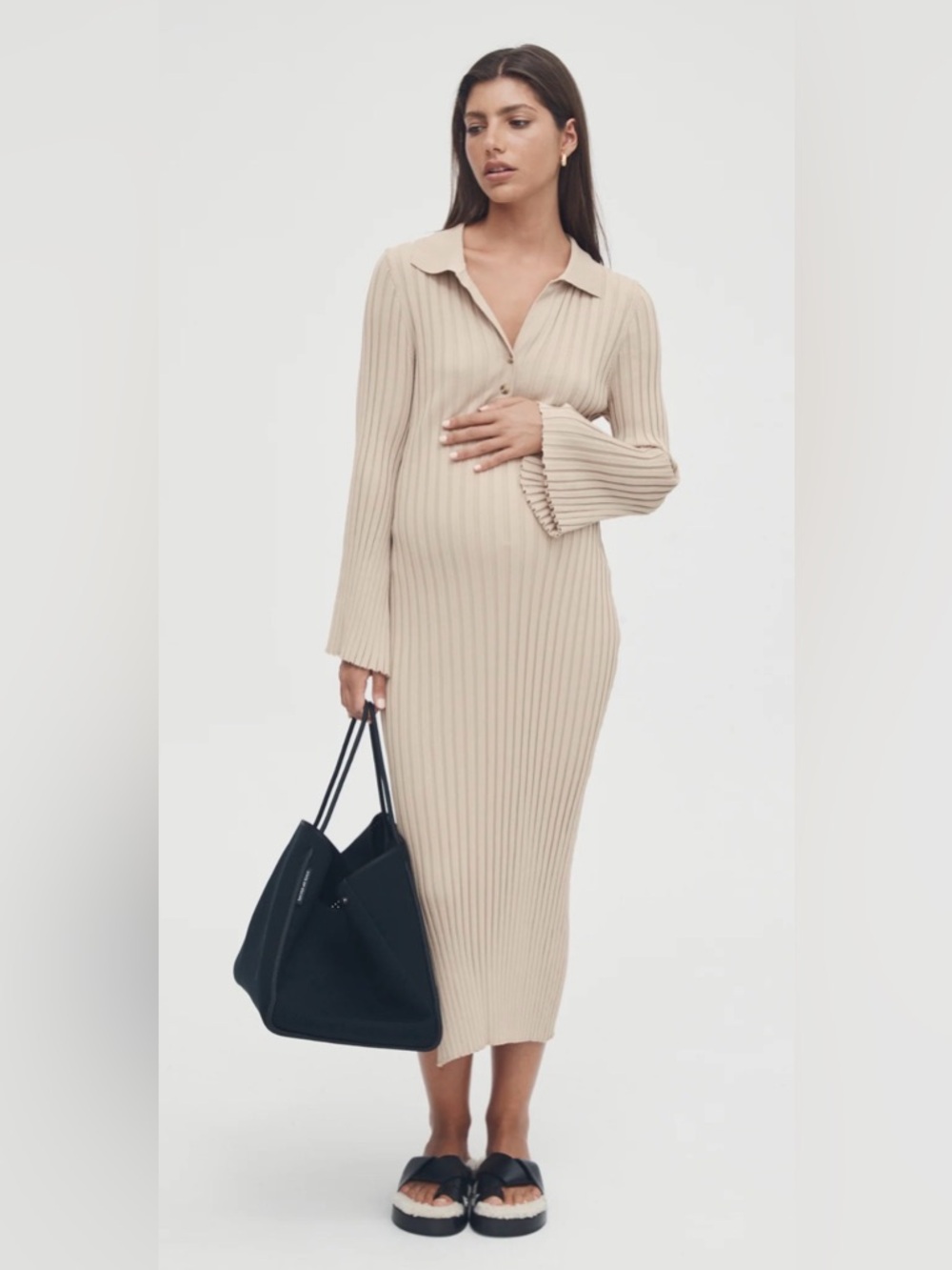 Legoe Heritage Ribbed Knit Maternity polo Dress - AU Size 3 US large